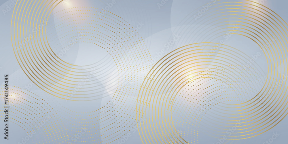 Fototapeta premium Abstract gray and white gradient background with circular moving gold lines. Luxurious and elegant gold background concept. Vector illustration. VOL. 2