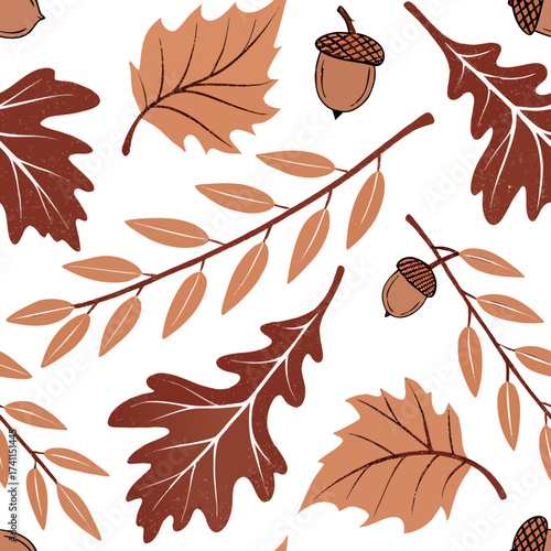 A seamless Autumn Leaves pattern illustration. Modern abstract design for paper, covers, fabric, interior decor, and other applications.