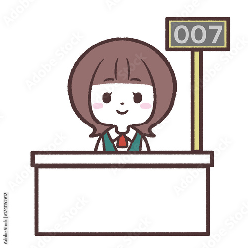 受け付け窓口の女性イラスト