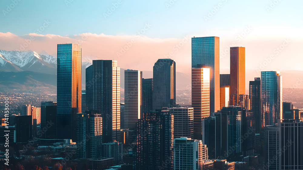 Fototapeta premium Skyscrapers towering over Denver�s cityscape.