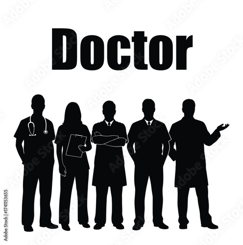 Diverse group of medical professionals silhouette