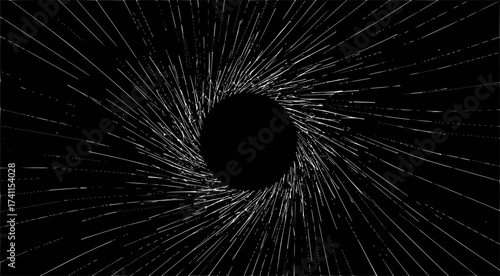  A thick black circle containing a dense, turbulent storm of thin, winding, organic ink-like lines, symbolizing bottled energy or suppressed creativity. All lines must stay within the boundary.