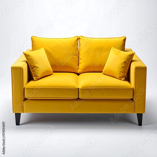 Mustard yellow velvet loveseat