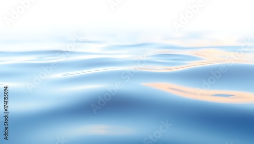 Calming ripples on the clear blue water surface with soft light