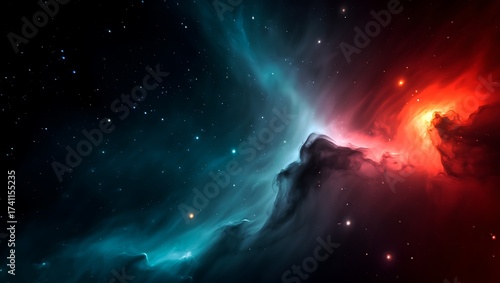 Colorful nebula with stars in the vastness of outer space