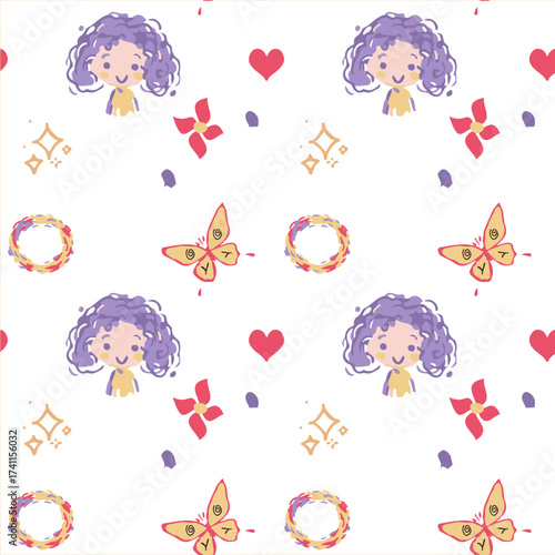 A cute seamless pattern featuring happy school kids 