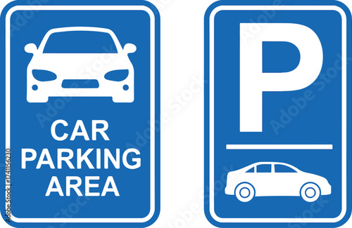 Car Parking Area Signage Vector Icon