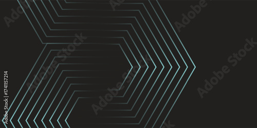 Dynamic turquoise neon hexagonal lines form a striking geometric pattern on a black background, evoking modern technology, futuristic design, and digital aestheticsPrint