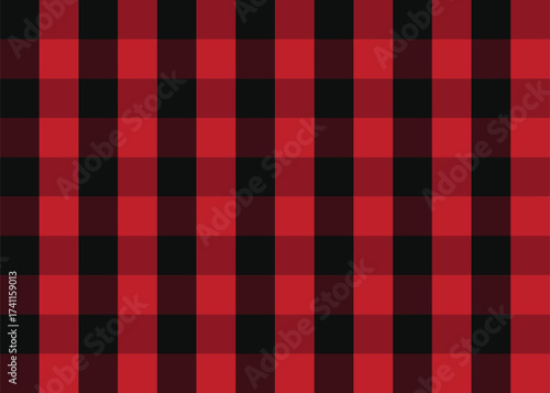 Red and black seamless buffalo plaid checkered pattern