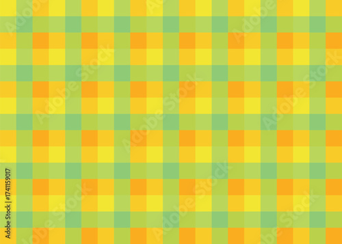 Yellow, green, and orange gingham plaid seamless pattern