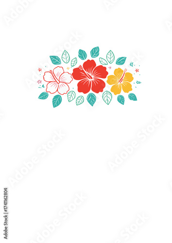 Vibrant Hibiscus Blooms A Colorful Floral Arrangement for Summer Designs and Creative Projects