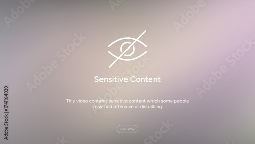 Sensitive content. Blurred background with crossed-out eye symbol. Sensitive content sign warning. Explicit, private, and sensitive content censorship. Vector