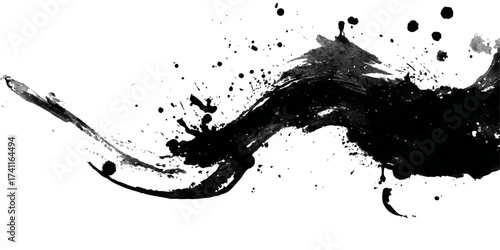 Wallpaper Mural Abstract black ink splash and splatter with dynamic motion isolated on white background Torontodigital.ca