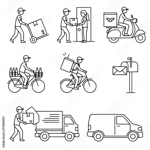 delivery service and courier icons set