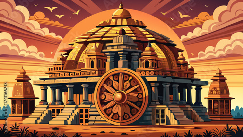 The Konark Sun Temple in India, shaped like a colossal chariot with intricate stone carvings, reflects celestial symbolism and the artistic mastery of ancient architects along the eastern coastline.