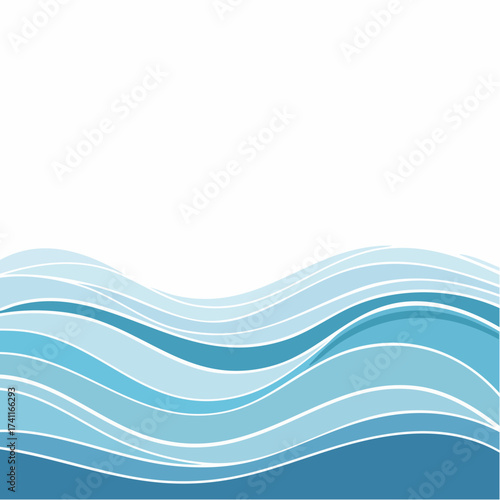 Vector drawing of waves on the sea, natural background, abstraction