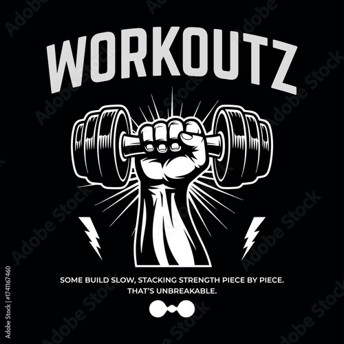 Workoutz Gym Shirt – Hardcore Power Grip Dumbbell Streetwear Tee for Fitness and Strength Motivation