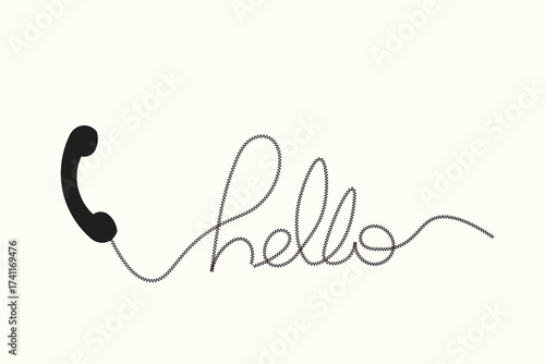telephone with coiled cord in vector