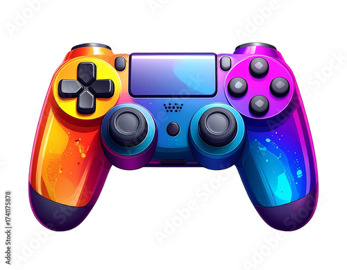 Abstract Multicolor Gaming Controller 3D Illustration PNG
