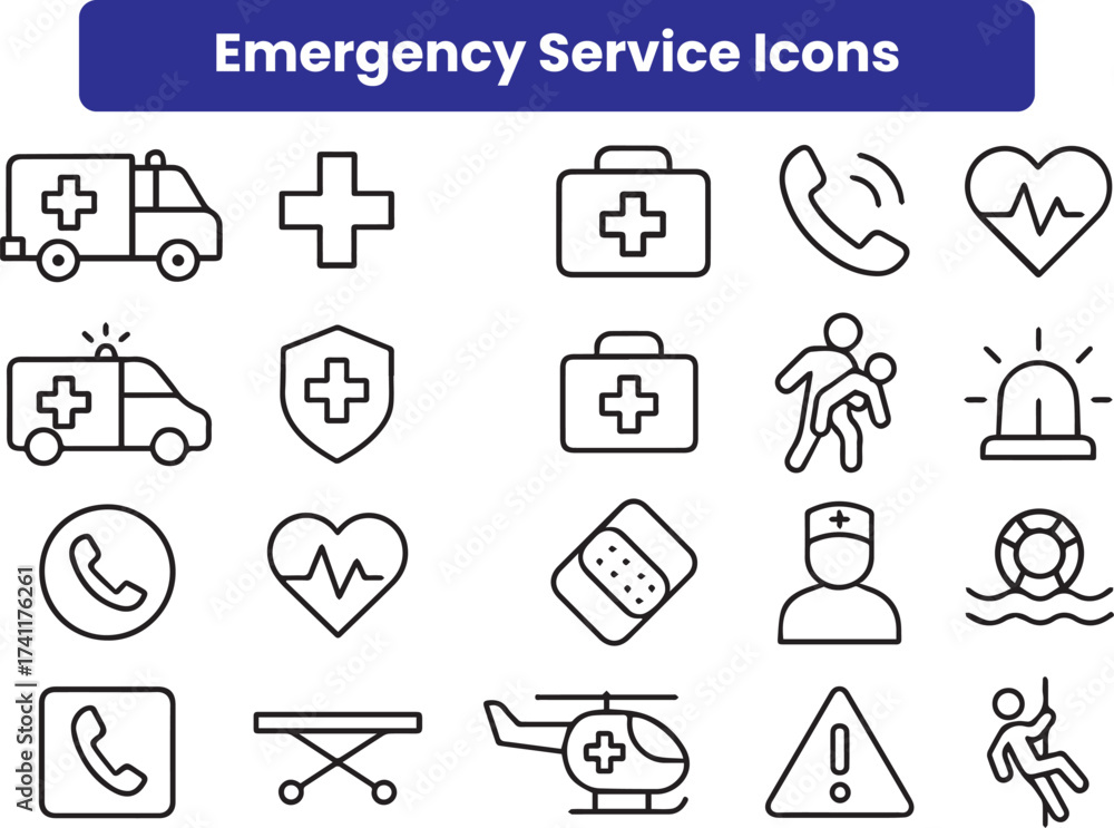 Fototapeta premium Emargency Service Icons