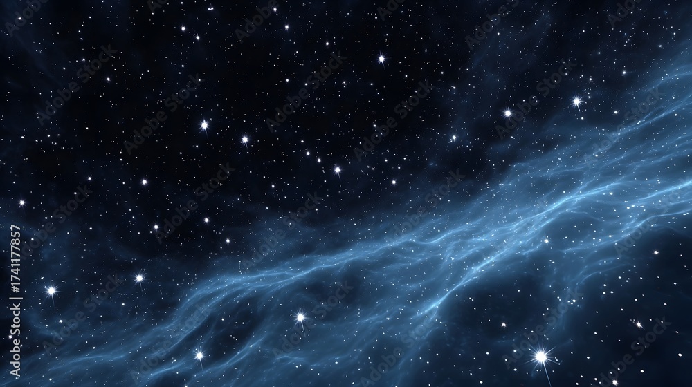 Fototapeta premium A breathtaking image of a luminous blue nebula swirling amidst the vast, starry expanse of the galaxy, showcasing the captivating beauty and mystery of the cosmos.