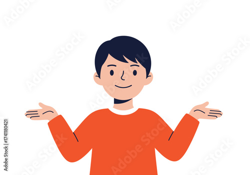 A person with outstretched arms indicating uncertainty or a lack of knowledge.