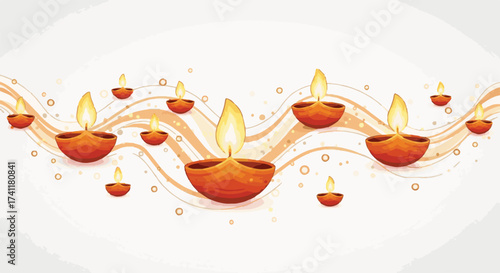 Elegant Diwali Deepavali festival of lights banner with traditional illuminated clay lamps, symbolic of triumph, light, and prosperity.