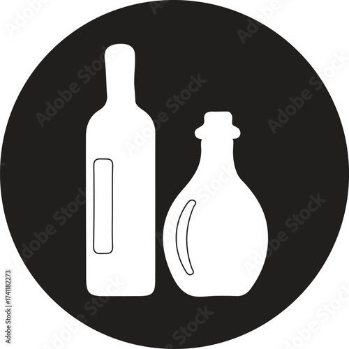 Two bottles icon vector art on black background.
