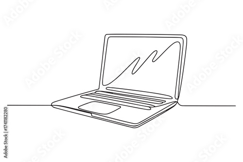 Laptop continuous one line drawing minimal computer outline illustration

