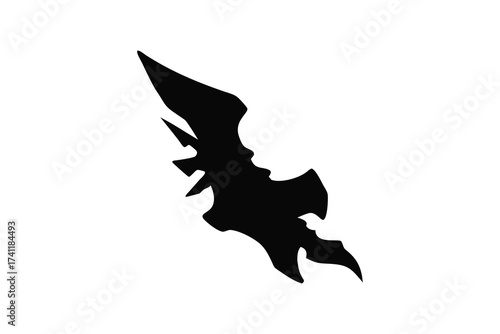 Abstract artistic silhouette of two faces in profile facing each other in a dynamic composition silhouette