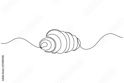 Croissant continuous one line drawing minimalist bakery pastry illustration