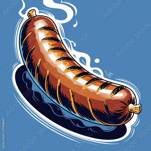 delicious grilled sausage vector illustration