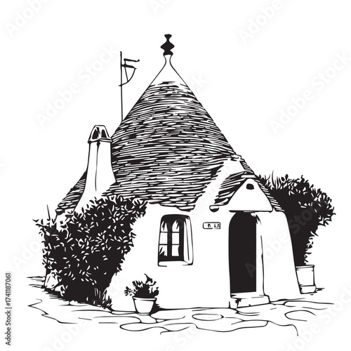 vector illustration of an ancient house