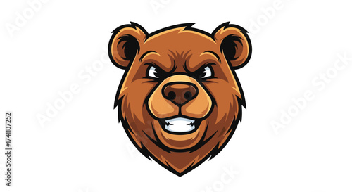 Ferocious bear mascot logo with aggressive expression and detailed fur textures presents a