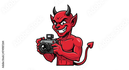 The devilish photographer captures souls with his retro camera art design