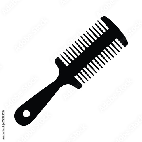 Black silhouette of a double sided hair comb