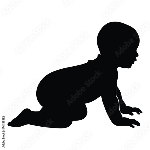 Silhouette of a baby crawling discovering the world newborn child development infancy exploration silhouette