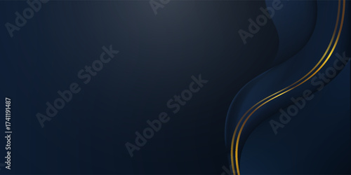 dark blue luxury premium background and gold line.