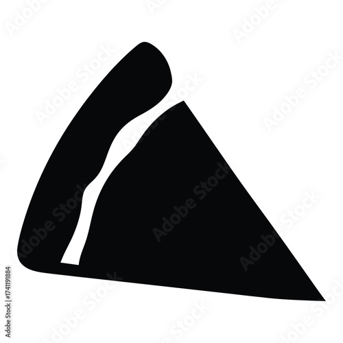 Minimalist black slice of pizza icon simple food symbol for culinary and restaurant designs silhouette