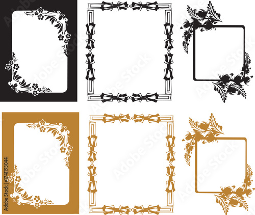 Collection of decorative ornate floral frames for design projects and invitations vector