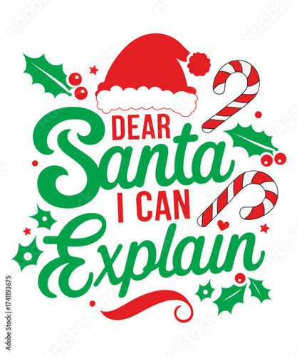 Dear Santa, I can explain the T-shirt design, Christmas, 