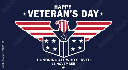 Happy veterans day honoring all who served november vector art