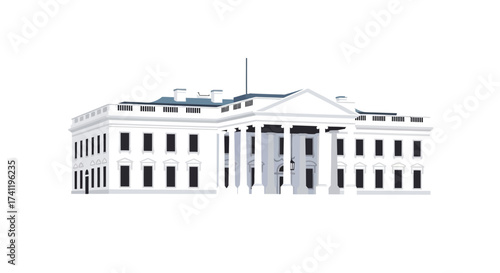 Minimalist Flat Illustration of a Famous Presidential Building Architecture Landmark