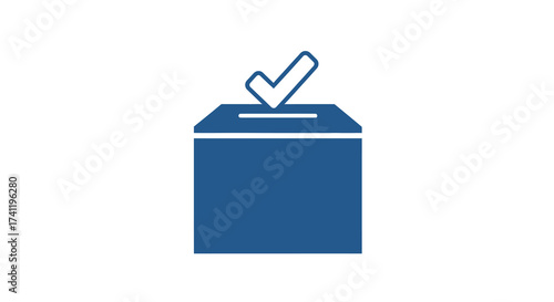 Simple Style Vote Box Check Mark Symbol Election Process Icon