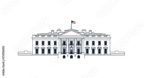 Minimalist Outline Illustration of a Famous Landmark Building Structure