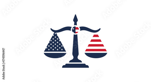 American Flag Themed Silhouette Balance Scale Justice Law Icon