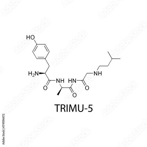 TRIMU-5 molecular structure, experimental opioid receptor agonist research compound, clean scientific vector diagram, flat skeletal chemical formula isolated on white background