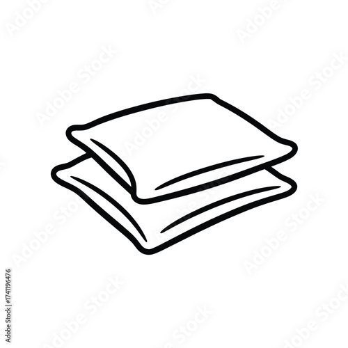 Simple line drawing of two stacked pillows