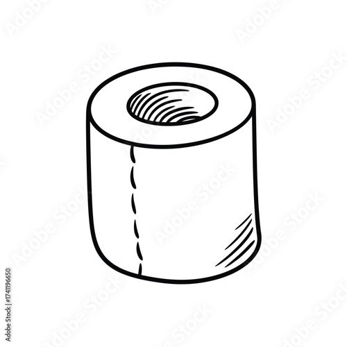 Simple hand drawn illustration of a roll of toilet paper