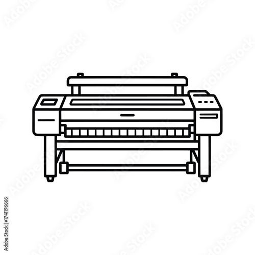 Line art illustration of a large format printer